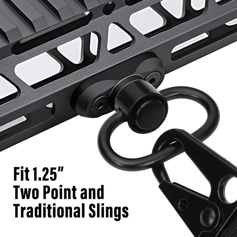 NEATABY Quick Detach Sling Swivel Attachments, Heavy Duty Button-Operated Mount, Two Point and Traditional Sling Swivel, Black - Image 5